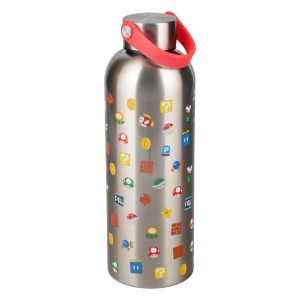 Super Mario Metal Water Bottle with Carry Loop