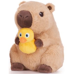 Kawaii - 23cm Capybara Holding Duck Light Brown Plush