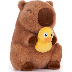 Kawaii - 23cm Capybara Holding Duck Medium Brown Plush