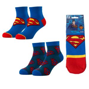 Superman 2 Pack Ankle Socks Size 38/45
