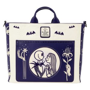 Loungefly - NBC Jack Skellington & Sally Night Sky Convertible Backpack & Tote Bag